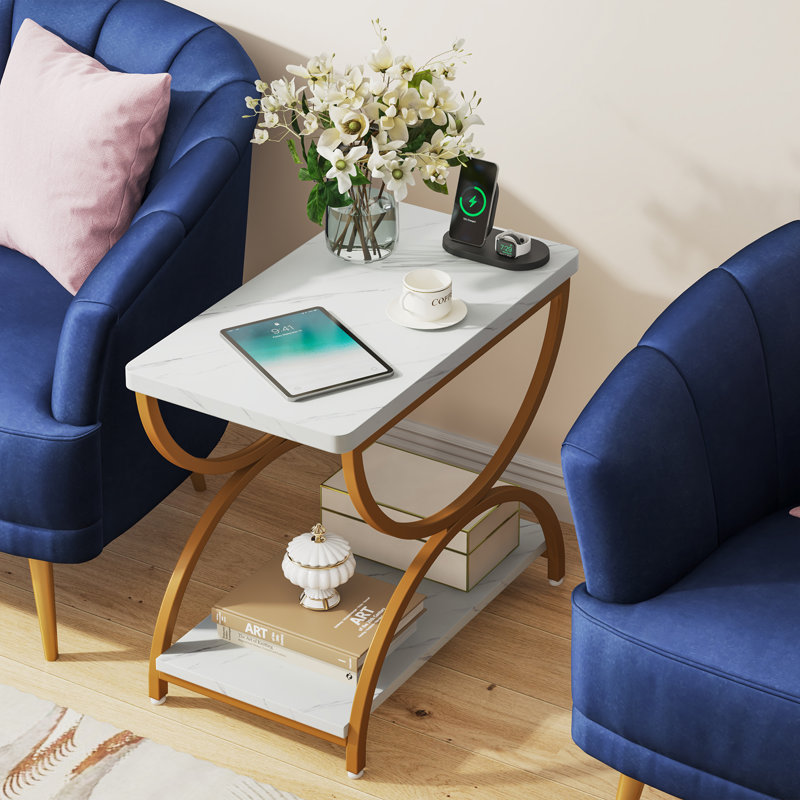 Mercer41 Tashai 2-Tier Rectangular End Side Table with